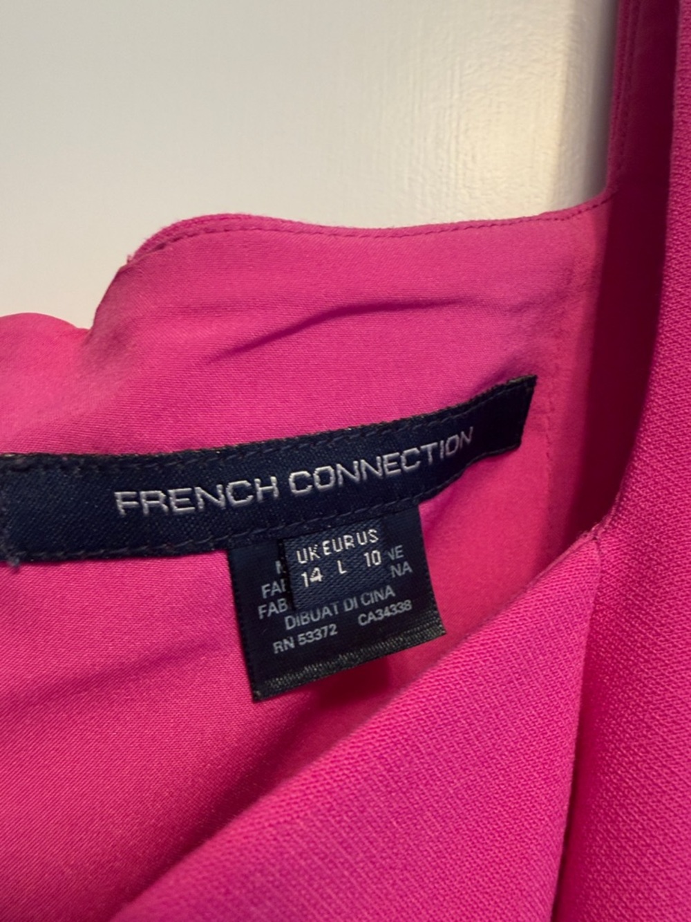 French Connection Hot Pink Puff sleeve Mini Dress size 10 GUC - Picture 3 of 7